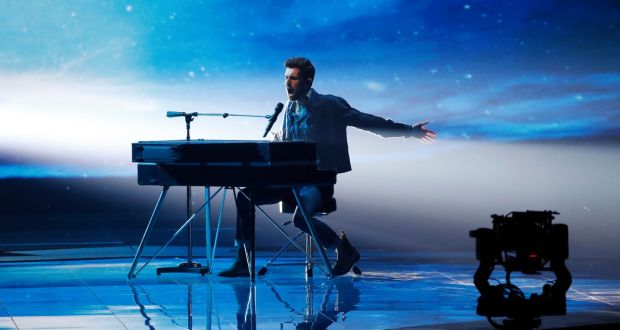 Duncan Laurence, representing Netherlands, performs live on stage during the 64th annual Eurovision Song Contest. Photograph:  Michael Campanella/Getty Images