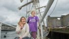 Jennifer Hester from Dublin and Patricia Prendiville from Wicklow with Spinal Injuries Ireland pictured embarking on their first ever Tall Ships Challenge. Photograph: Daragh Mc Sweeney/Provision