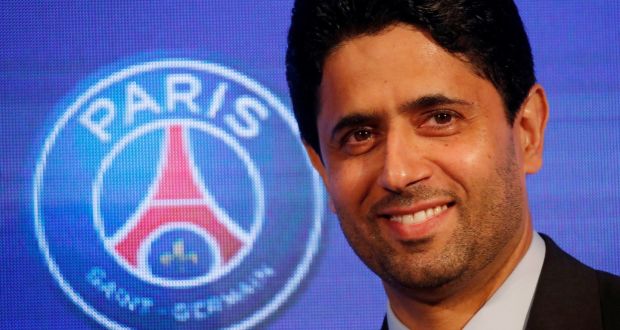  Paris Saint-Germain president  Nasser Al-Khelaifi is under formal investigation in France for alleged corruption related to Doha’s bid to host the athletics world championship. Photograph: Charles Platiau/Reuters