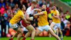 Tyrone’s Cathal McShane scored six points in his team’s Ulster championship win over Antrim. Photograph: Tommy Dickson/Inpho