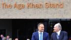 Taoiseach Leo Varadkar and the Aga Khan officially open the new facilities and the Aga Khan Grandstand during day two of the Curragh Spring Festival. Photograph:  PA Wire