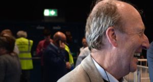 Minister for Transport Shane Ross at the North Dublin count centre in the RDS Dublin: his home was targeted by a peaceful protest group. Photograph: Dara Mac Dónaill