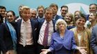 Former Conservative  MP  Ann Widdecombe   with colleagues from the Brexit Party celebrate it success in the EU elections in London on Monday. Photograph: Tolga AkmenAFP/Getty Images