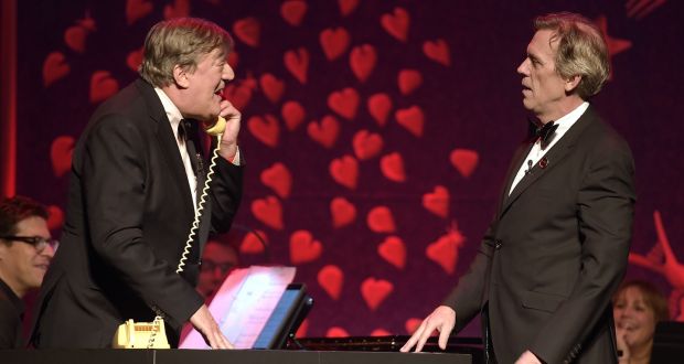 Stephen Fry (L) and Hugh Laurie reunite for a  performance on stage at the SeriousFun London Gala in 2018. Photograph: Mike Marsland/Getty Images) 