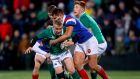 Ireland’s Craig Casey in action against France’s Arthur Vincent. “We will back ourselves against any team we come up against.” Photograph: Oisín Keniry/Inpho 