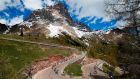  Riders take the descent of the Rolle pass during stage 20 of the  Giro d’Italia  from Feltre to Croce D’Aune-Monte Avena. Photograph: Luk Benies/AFP/Getty Images