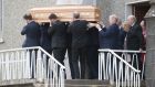 The funeral mass of Mary Noonan took place at the Church of The Assumption, Loughill, Co. Limerick  The coffin leaves the Church followed by her brother Michael and other family members. Photograph: Press 22