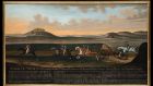 Daniel Quigley painting of The Great Carriage Match on Newmarket Heath by the Earls of March & Eglington 1750, (8ft x 3ft).