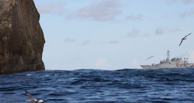 File photograph of Irish Naval Vessel L.É. Róisín on a routine maritime security operations patrol off Rockall. Photograph:Defence Forces