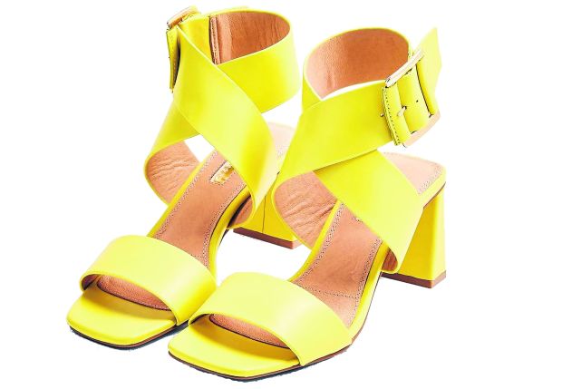 Natalia yellow buckle sandals, €60, Topshop