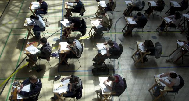 Junior Cert students in Dublin exam hall. many had a ‘very challenging’ home economics exam. Photograph: Eric Luke 
