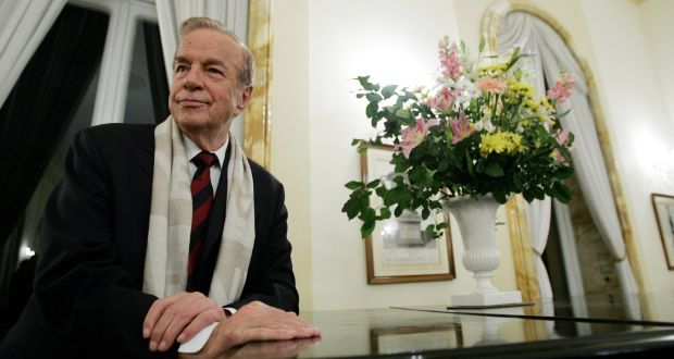  Italian film director Franco Zeffirelli poses at the British embassy in Rome before receiving the medal of knighthood from the British ambassador to Italy in 2004. File photograph: Paolo Cocco/AFP/Getty Images