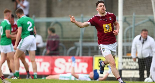 Westmeath’s James Dolan celebrates his goal during the All-Ireland SFC qualifier against Limerick  at  TEG Cusack Park in  Mullingar. Photograph: Tom O’Hanlon/Inpho