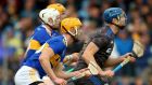 Tipperary’s Barry Heffernan, Padraic Maher, Ronan Maher and goalkeeper Brian Hogan in action against Clare. Tipp look driven this year and that’s when they are at their most dangerous. Photograph: James Crombie/Inpho 
