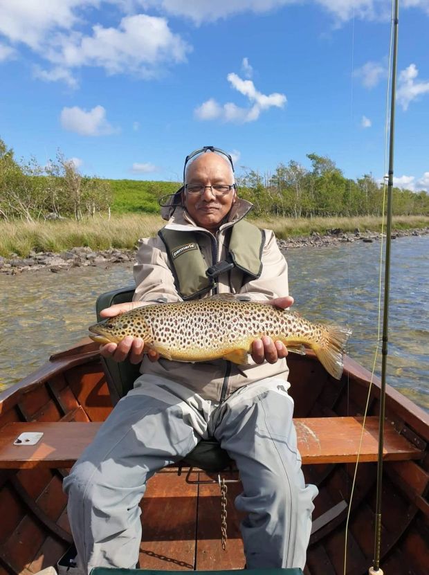 Ferdinand Rodriguez with a fine 3.75lb Corrib trout. Photograph: Tom ‘Doc’ Sullivan