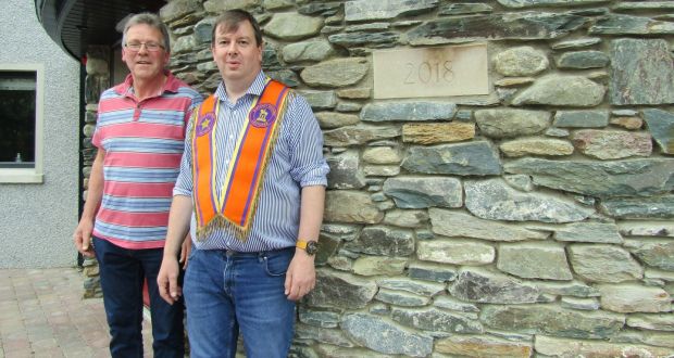 Lodge secretary Keith Roulston and Stewart McClean, deputy master of the Orange Order lodge in Newtowncunningham. Photograph: Freya McClements 