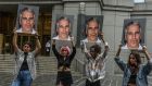  A protest group called “Hot Mess” hold up signs of Jeffrey Epstein in front of the federal courthouse in New York City on Monday. Photograph: Stephanie Keith/Getty Images