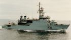 Irish Navy’s LÉ Eithne: plays key role in monitoring maritime smugglers who travel around the north of Ireland to mainland Europe in an effort to avoid detection. 