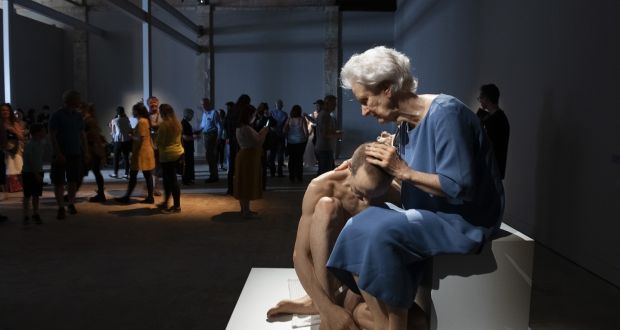 Woman and Child by Sam Jinks, in  a temporary gallery space on the site of the GPO in Galway.  Photograph: Andrew Downes/xposure