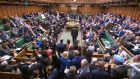 Members of parliament convening for the announcement of voting on the ‘Benn Amendment’ in the House of Commons. Photograph: UK Parliamentary Recording Unit