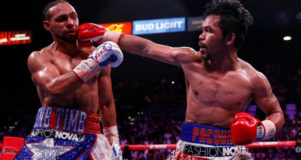 Manny Pacquiao claimed the WBA welterweight title after a unanimous points win over Keith Thurman. Photograph: Etienne Laurent/EPA