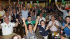 Supporters at Shane Lowry’s home golf club, Esker Hills Golf Club, Tullamore, celebrate his victory. Photogrpah: Lorraine O’Sullivan/PA Wire 