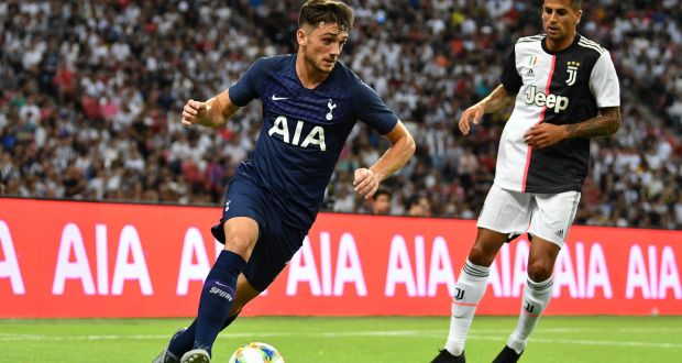 Troy Parrott of Tottenham Hotspur in action against Juventus at the Singapore National Stadium on Sunday. Photograph: Thananuwat Srirasant/Getty Images