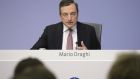 Mario Draghi, president of the European Central Bank (ECB), speaks during a rates decision news conference in Frankfurt, Germany, on Thursday. Photograph: Bloomberg