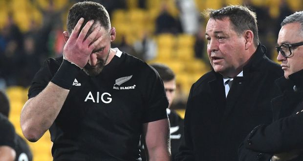 New Zealand’s captain Kieran Read  and head coach Steve Hansen after their draw with South Africa. Photograph: Getty Images