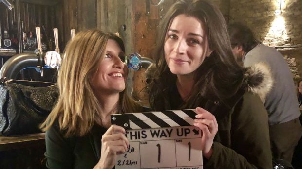 Sharon Horgan and Aisling Bea on the set of This Way Up