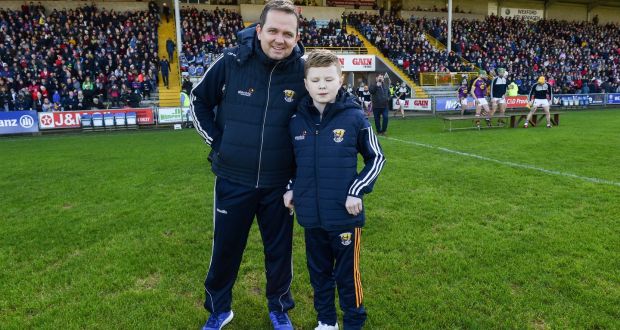 Davy Fitzgerald and Michael O’Brien on the pitch before the Allianz Hurling League Division 1A Round 3 match between Wexford and Tipperary at Innovate Wexford Park on February 17th, 2019. Photograph: Matt Browne/Sportsfile