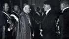 Nazi leader Adolf Hitler meets with the Vatican ambassador. File photograph: Universal History Archive/Universal Images Group via Getty Images
