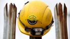 Down tools: a Harland and Wolff worker’s  helmet on railings near the shipyard in Belfast on August 5th. Photograph:  Paul Faith/AFPGetty 
