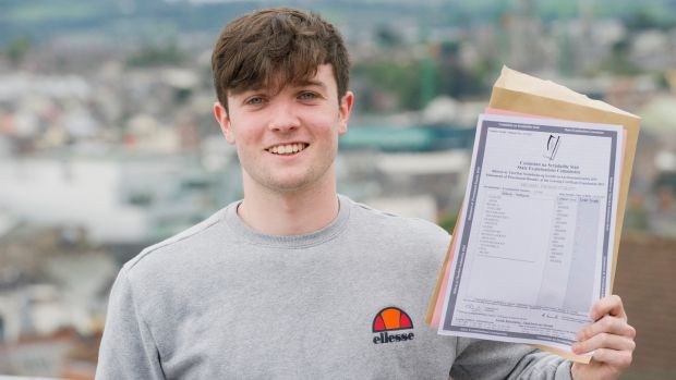 Michael O’Grady who went to Christian Brothers College in Cork with his Leaving Cert results. Photograph: Daragh Mc Sweeney/Provision