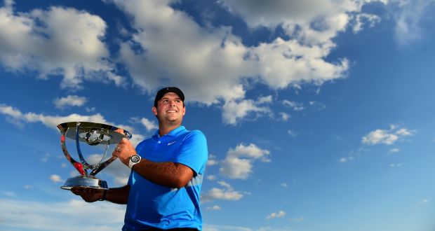 Patrick Reed celebrates his victory in the Northern Trust. Photograph: Jared C. Tilton/Getty