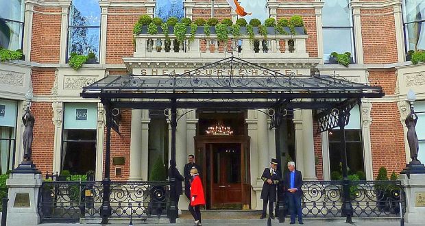 Iconic: the revolving door of the Shelbourne hotel, on St Stephen’s Green in Dublin. Photograph: Tom Flemming