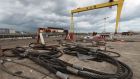 Harland & Wolff workers have maintained a 24-hour protest at the yard since it entered administration. Photograph: PA Wire