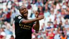 Raheem Sterling: ‘When he’s in front of the goal, he puts it in the net, so he can do it,’ says Guardiola. Photograph: Ian Kington/AFP/Getty