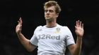 Patrick Bamford scored twice in Leeds United’s victory over Wigan at the DW Stadium. Photograph:  George Wood/Getty Images