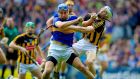 Kilkenny’s Huw Lawlor and Tipperary’s  John McGrath grappling  during the All-Ireland final in Croke Park. Photograph: Tommy Dickson/Inpho