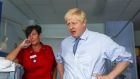 British prime minister Boris Johnson  during a visit to the Royal Cornwall Hospital in Truro on Monday. Photograph: Simon Dawson/EPA