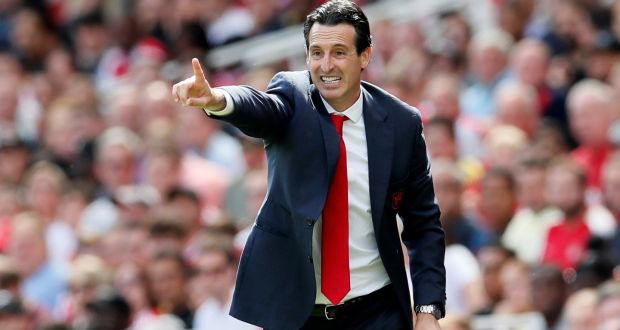  Arsenal manager Unai Emery: “Right now the distance between Manchester City, Liverpool and us continues to be big, but we have the opportunity on Saturday, and have the opportunity this season, to reduce that distance.”  Photograph: Reuters/David Klein 
