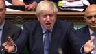 Britain’s prime minister Boris Johnson reacting as the opposition Labour Party leader Jeremy Corbyn speaks during prime minister’s questions (PMQs) in the House of Commons. Photograph: AFP/Getty