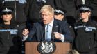 UK prime minister Boris Johnson making a speech during a visit to West Yorkshire. Photograph: Danny Lawson/PA Wire.