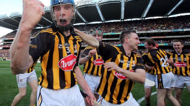 Kilkenny’s Brian Hogan celebrates victory over Galway in the 2012 All-Ireland hurling final replay. Photograph: Dan Sheridan/Inpho