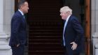 UK prime minister Boris Johnson meets Taoiseach Leo Varadkar in Government Buildings during his visit to Dublin. Photograph: Niall Carson/PA Wire