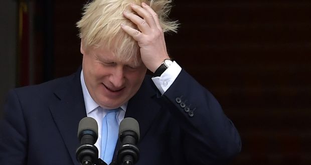 British prime minister Boris Johnson speaks to the media ahead of his meeting with Taoiseach Leo Varadkar at Government Buildings. Photograph: Charles McQuillan/Getty Images