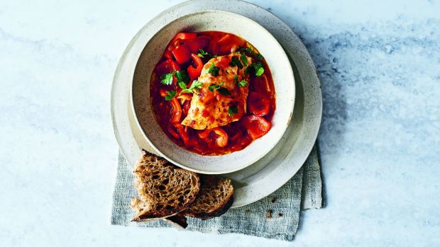 Spanish red pepper stew with haddock from Darina Allen’s latest book, One Pot Feeds All