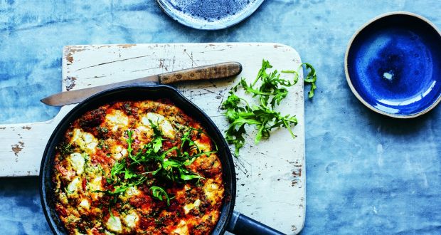Chorizo, goat’s cheese and tomato frittata from Darina Allen’s latest book, One Pot Feeds All 