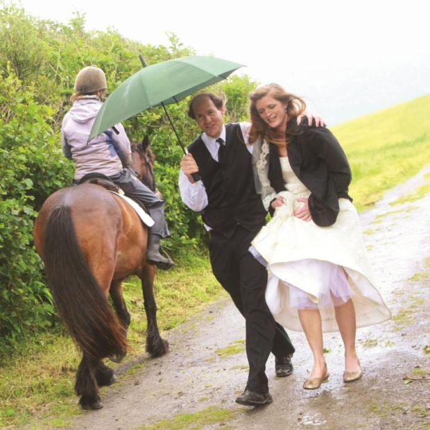 Irish wedding: Samantha Power with her husband, Cass Sunstein, after they got married in Waterville, Co Kerry, on July 4th, 2008